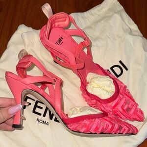 Fendi Vibrant Pink Colibri Lite Heels 7.5